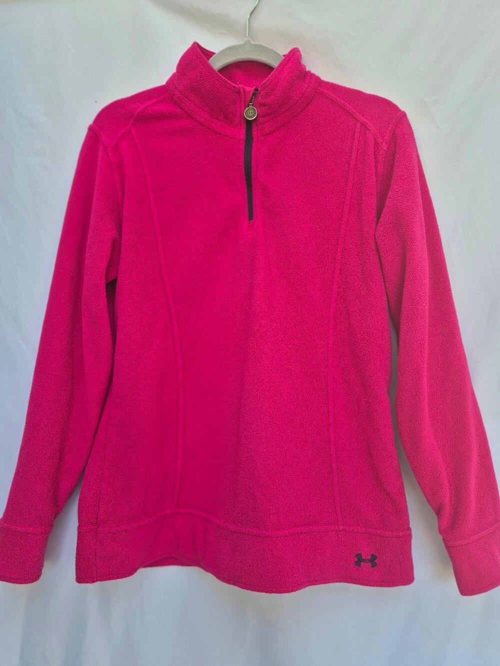 UNDER ARMOUR Women's Hot Pink 1/4 Zip Fleece Pullover Sweater Jacket Size L